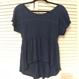 American Eagle Outfitters Navy Peplum Top